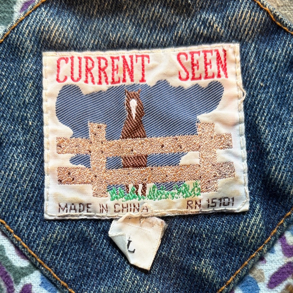 Vintage Current Seen Patchwork Denim Jacket: Size… - image 8